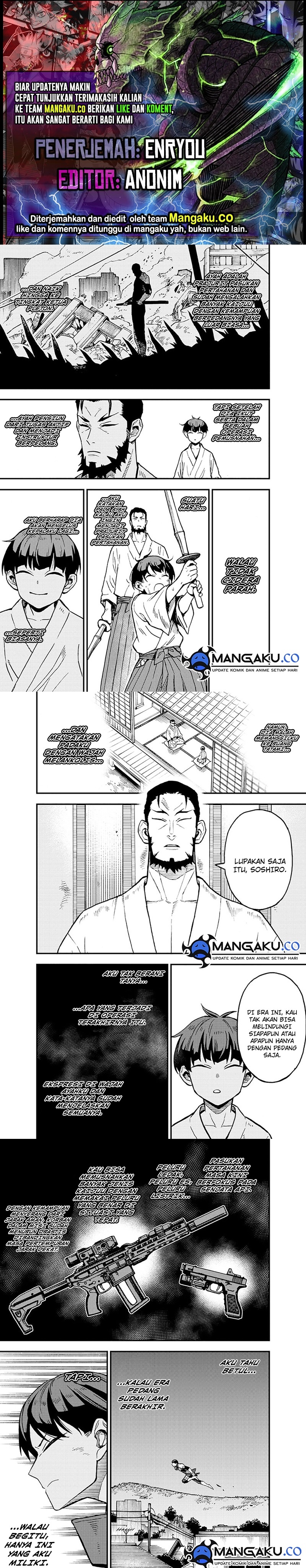 Halaman 1 dari Kaijuu 8-gou: side B Chapter 3.2