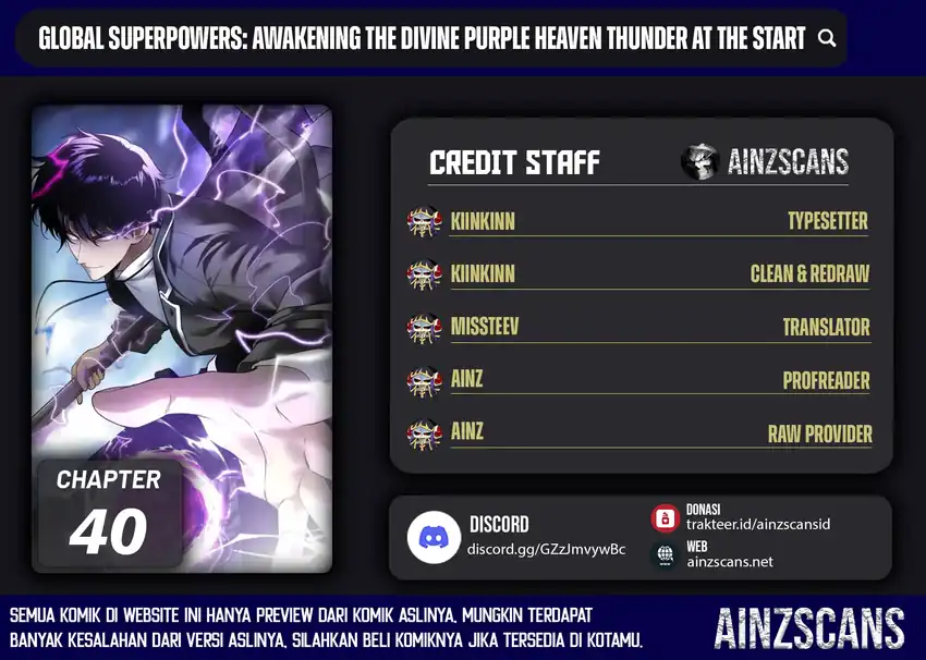 Halaman 1 dari Global Superpowers: Awakening the Zixiao Divine Thunder at the beginning Chapter 40