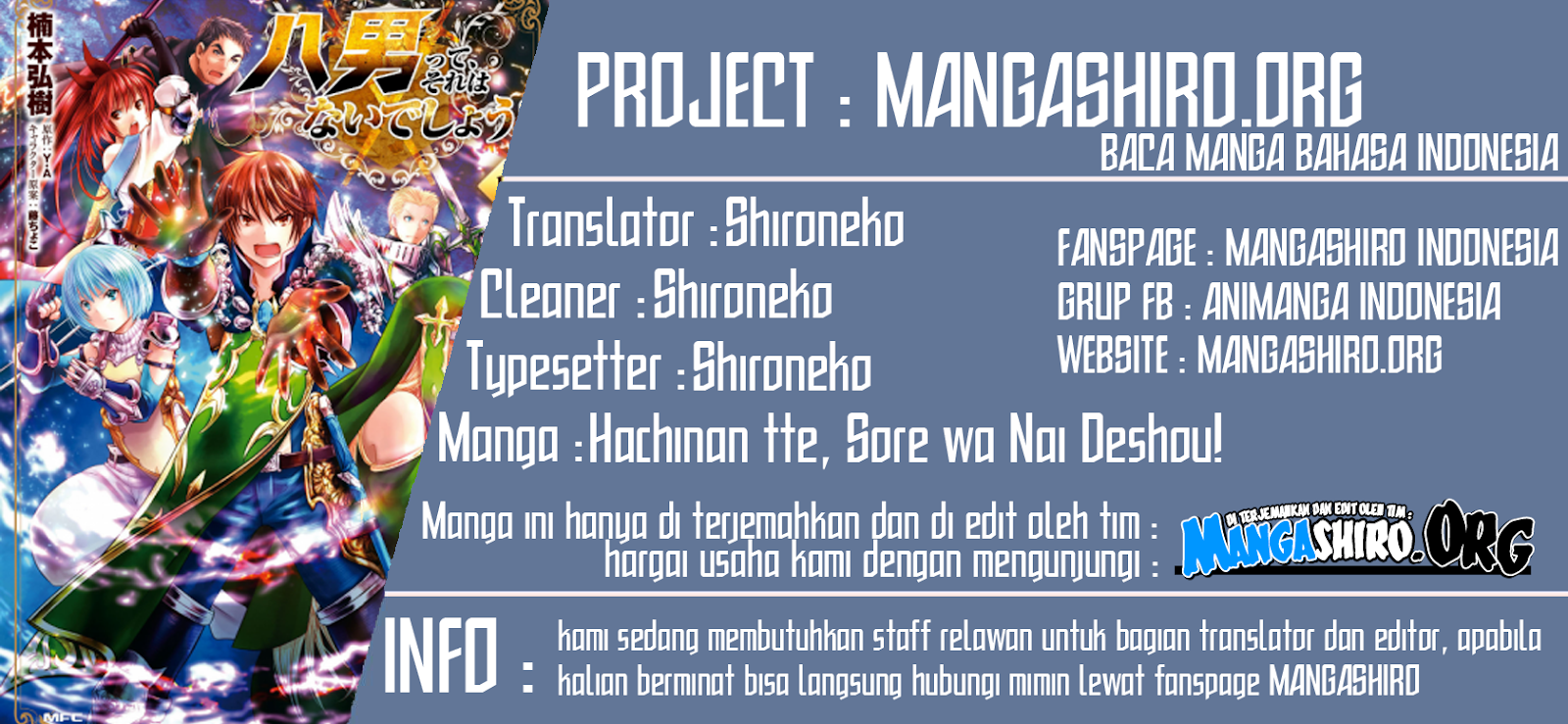 Halaman 1 dari Hachinan tte, Sore wa Nai Deshou! Chapter 36