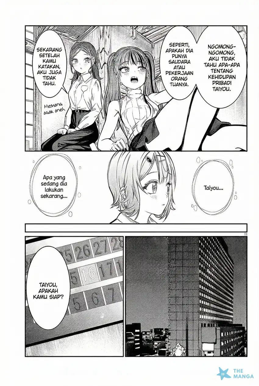 Halaman 12 dari Kimi wa Yakamashi Tojite yo Kuchi wo! Chapter 43