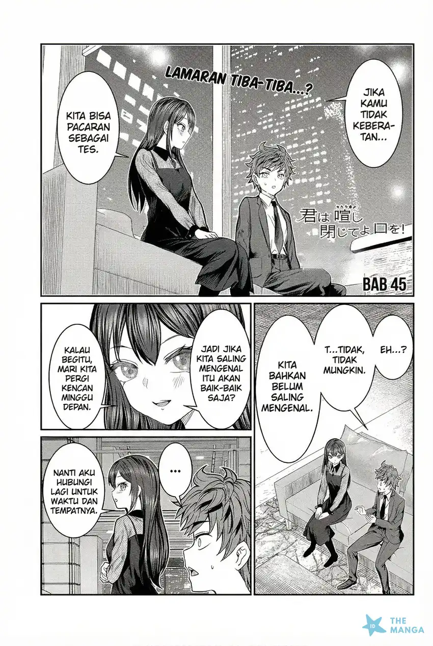 Halaman 2 dari Kimi wa Yakamashi Tojite yo Kuchi wo! Chapter 45