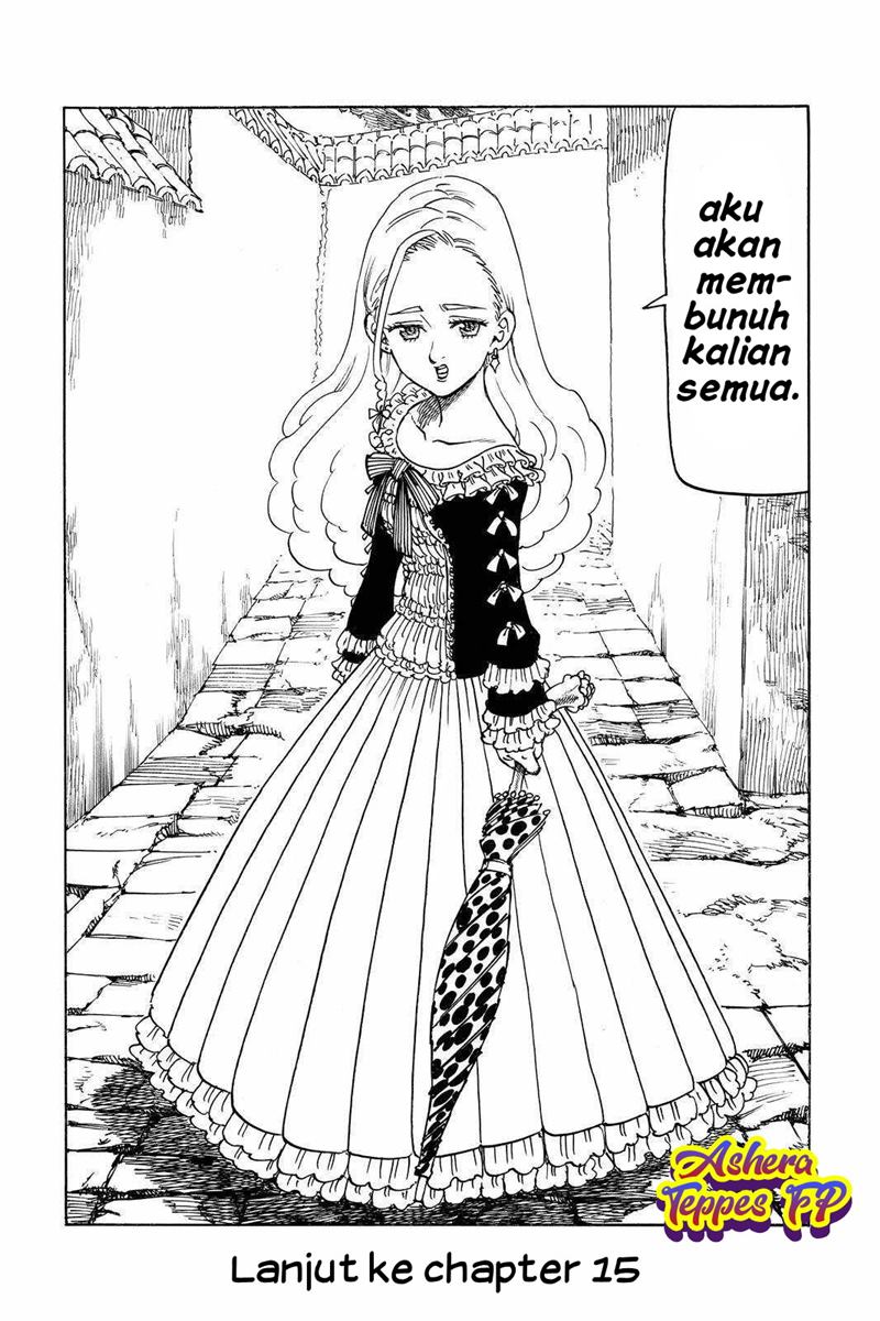 Halaman 22 dari Mokushiroku no Yonkishi Chapter 14