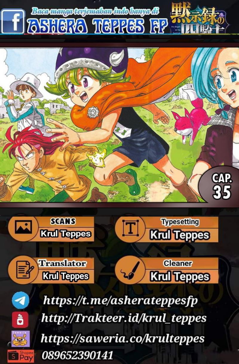 Halaman 1 dari Mokushiroku no Yonkishi Chapter 35