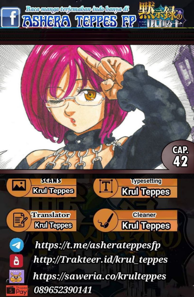 Halaman 1 dari Mokushiroku no Yonkishi Chapter 42
