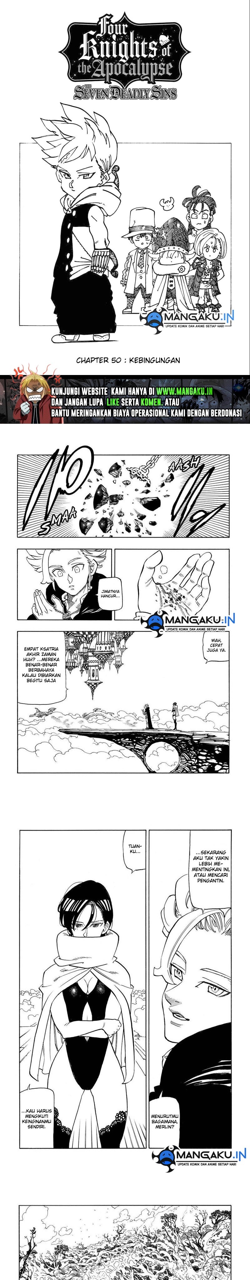 Halaman 1 dari Mokushiroku no Yonkishi Chapter 50