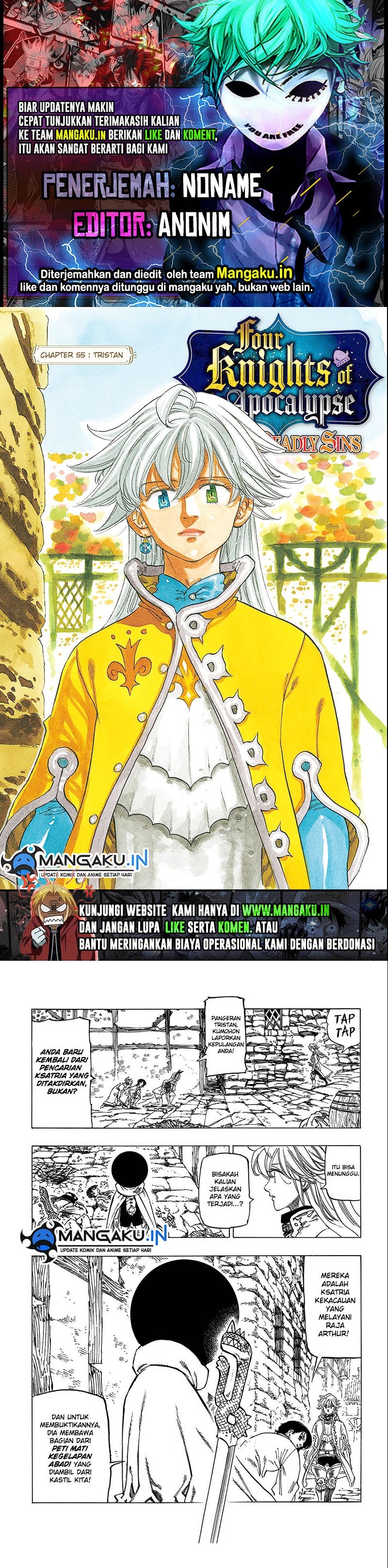 Halaman 1 dari Mokushiroku no Yonkishi Chapter 55