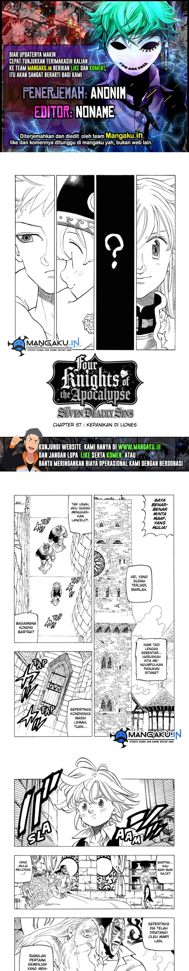 Halaman 1 dari Mokushiroku no Yonkishi Chapter 57