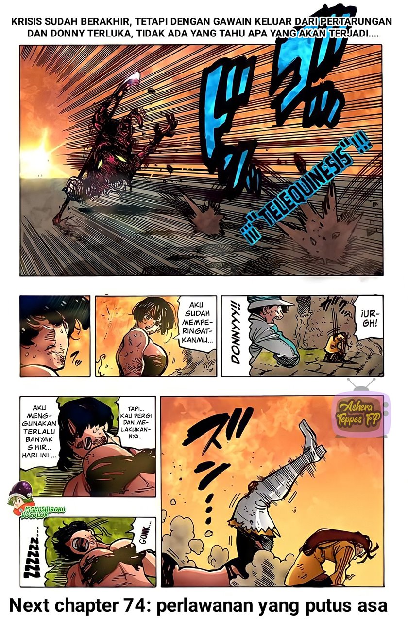 Halaman 16 dari Mokushiroku no Yonkishi Chapter 73