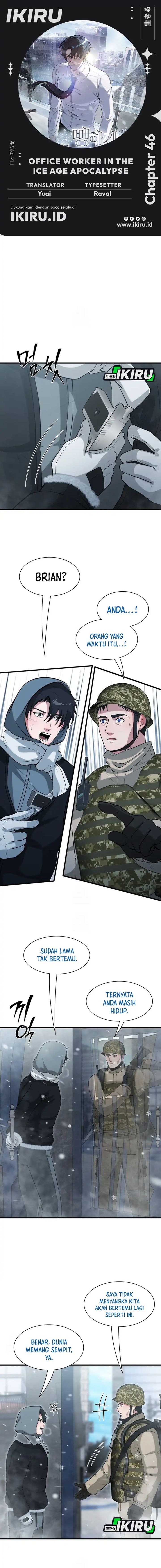 Halaman 1 dari Office Worker in the Ice Age Apocalypse Chapter 46