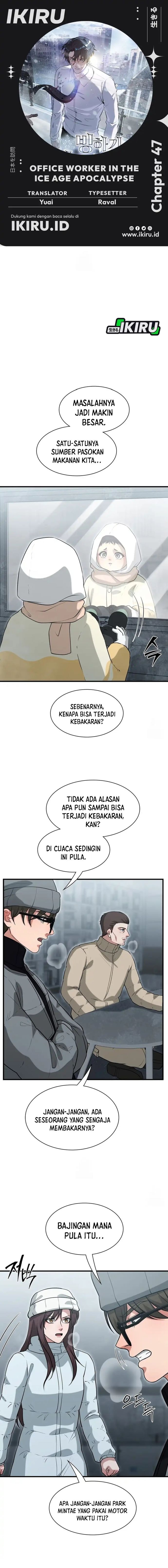 Halaman 1 dari Office Worker in the Ice Age Apocalypse Chapter 47