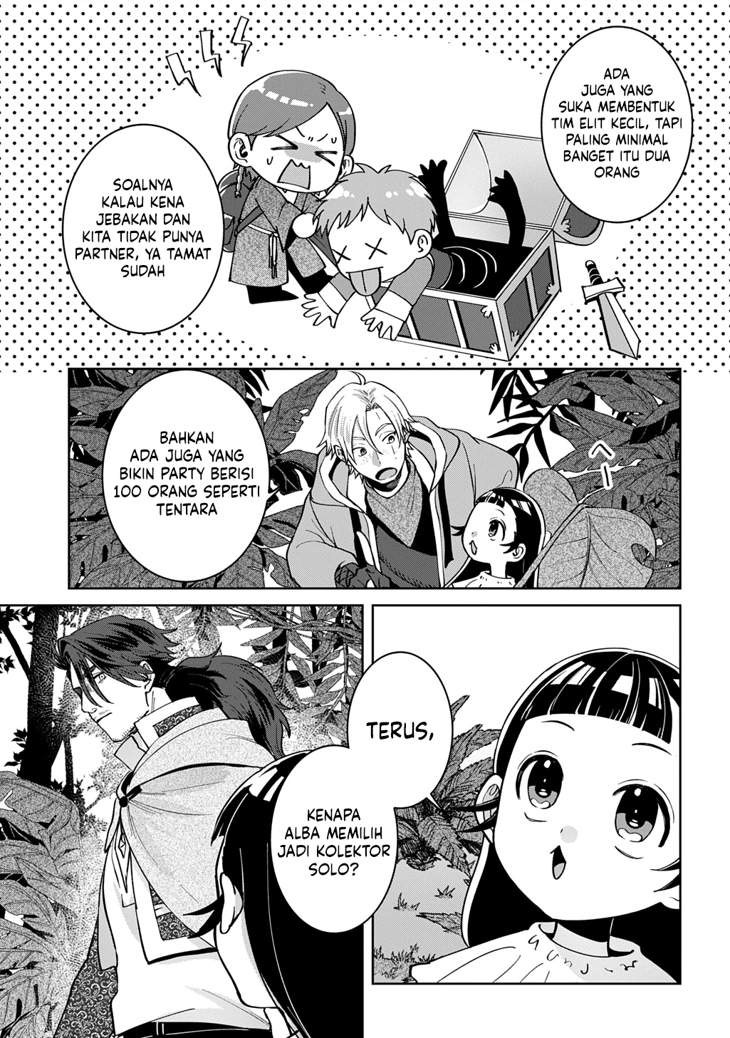 Halaman 7 dari Okami To Randoseru ~Kyu Saishuka To Tensei Musume No Danjon Gohan~ Chapter 4.1
