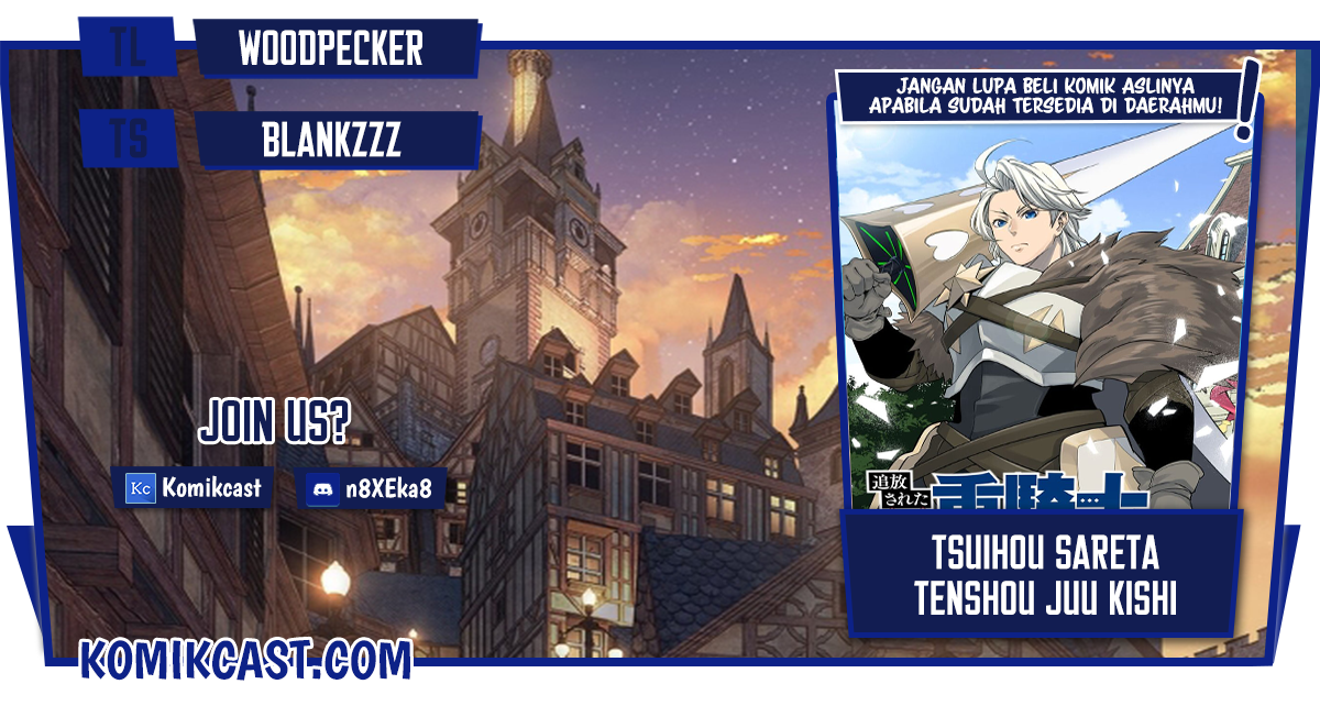 Halaman 1 dari Tsuihou Sareta Tenshou Juu Kishi wa Game Chishiki de Musou Suru Chapter 1.2
