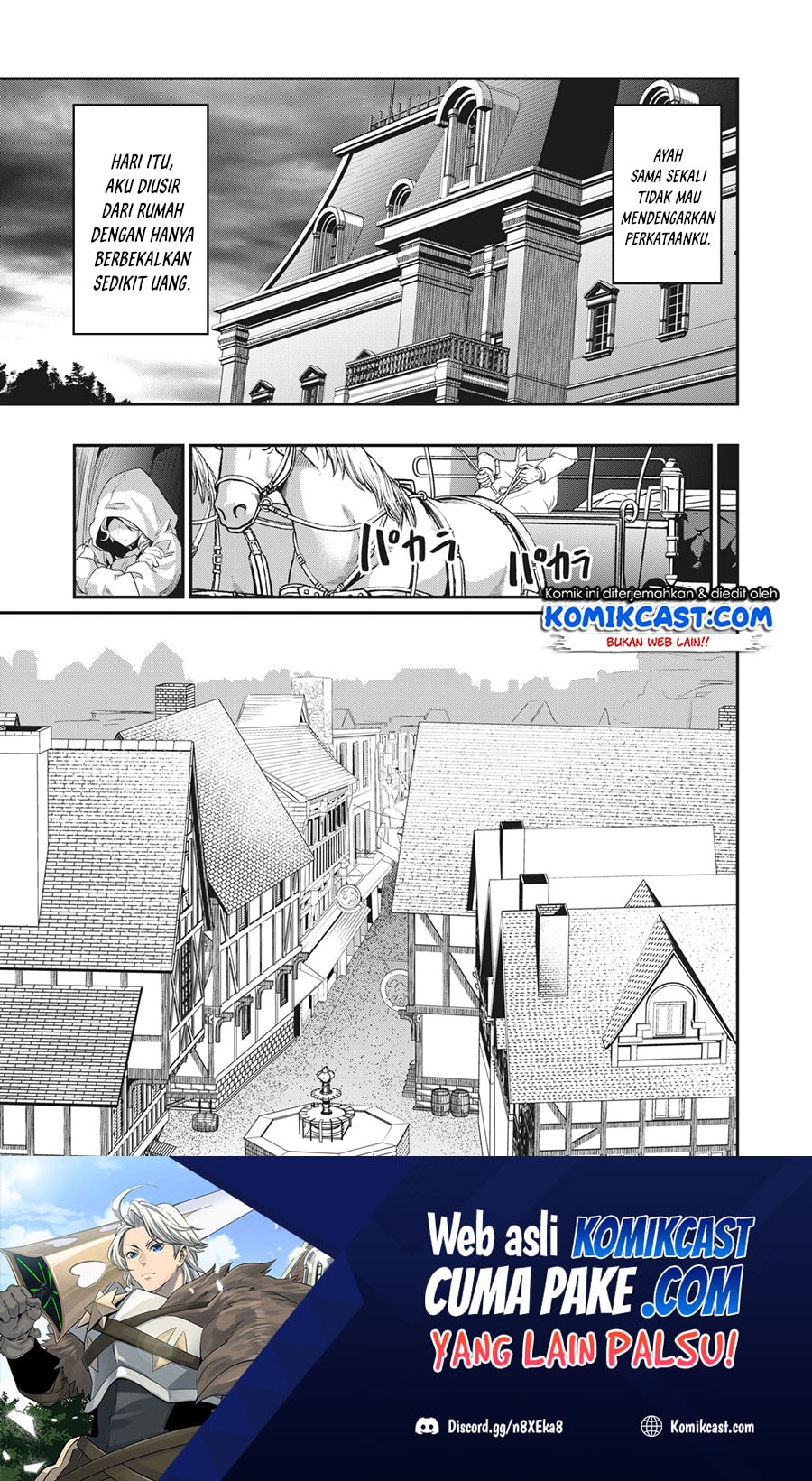 Halaman 2 dari Tsuihou Sareta Tenshou Juu Kishi wa Game Chishiki de Musou Suru Chapter 1.2