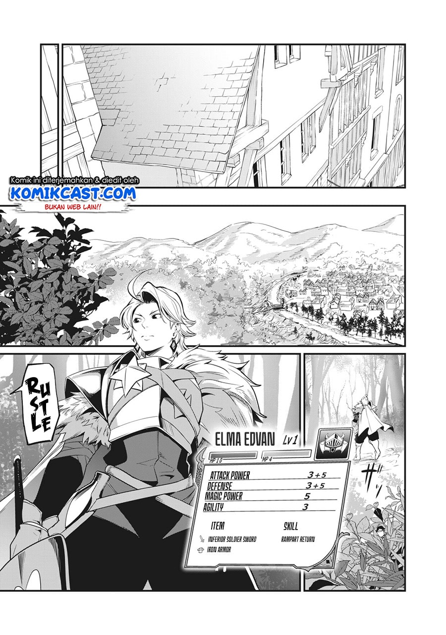 Halaman 8 dari Tsuihou Sareta Tenshou Juu Kishi wa Game Chishiki de Musou Suru Chapter 1.2