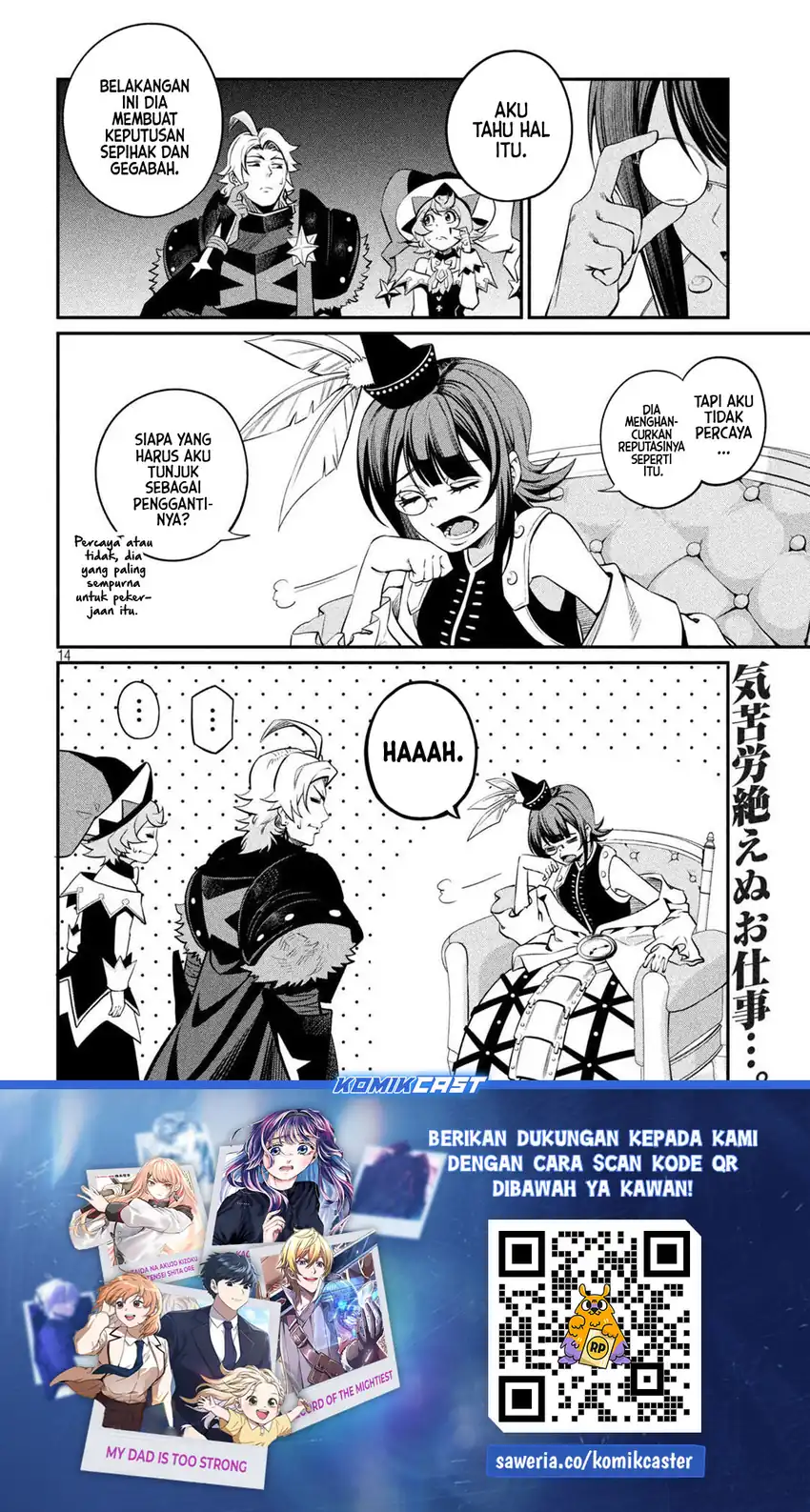 Halaman 15 dari Tsuihou Sareta Tenshou Juu Kishi wa Game Chishiki de Musou Suru Chapter 127