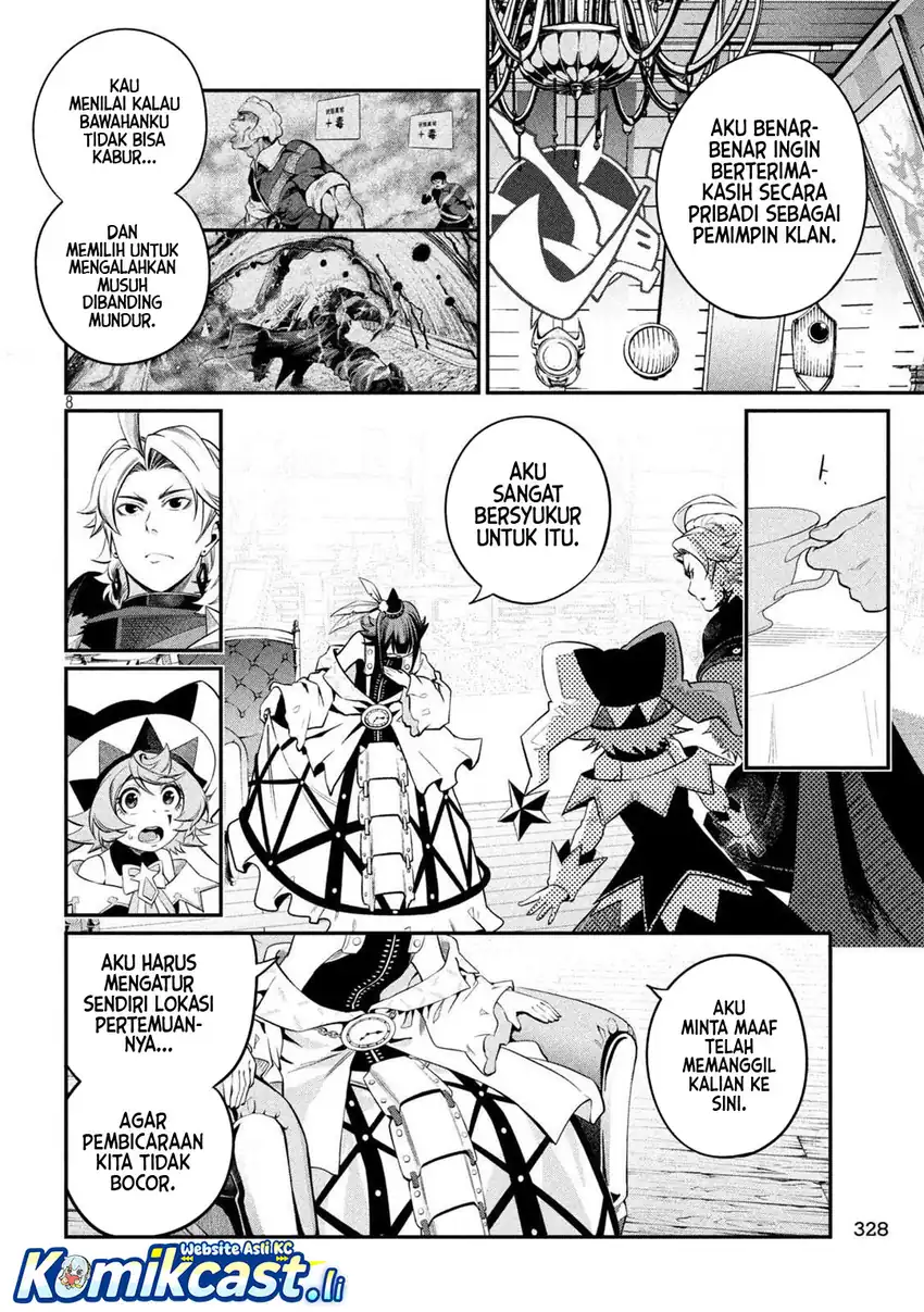 Halaman 9 dari Tsuihou Sareta Tenshou Juu Kishi wa Game Chishiki de Musou Suru Chapter 127