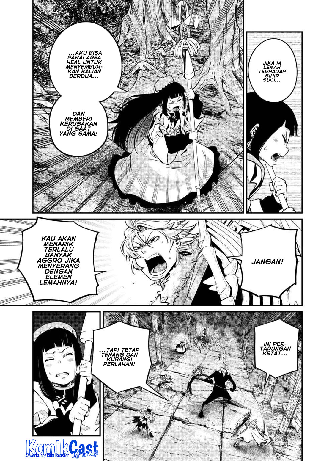 Halaman 14 dari Tsuihou Sareta Tenshou Juu Kishi wa Game Chishiki de Musou Suru Chapter 136