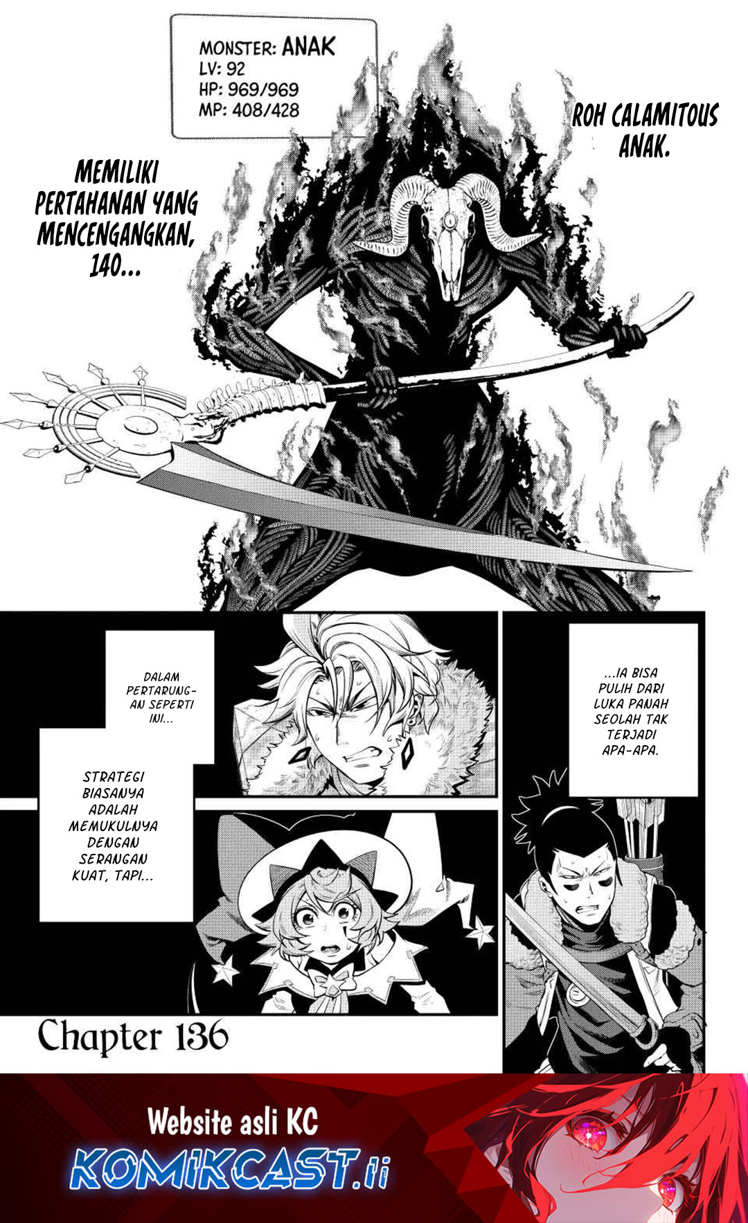 Halaman 2 dari Tsuihou Sareta Tenshou Juu Kishi wa Game Chishiki de Musou Suru Chapter 136