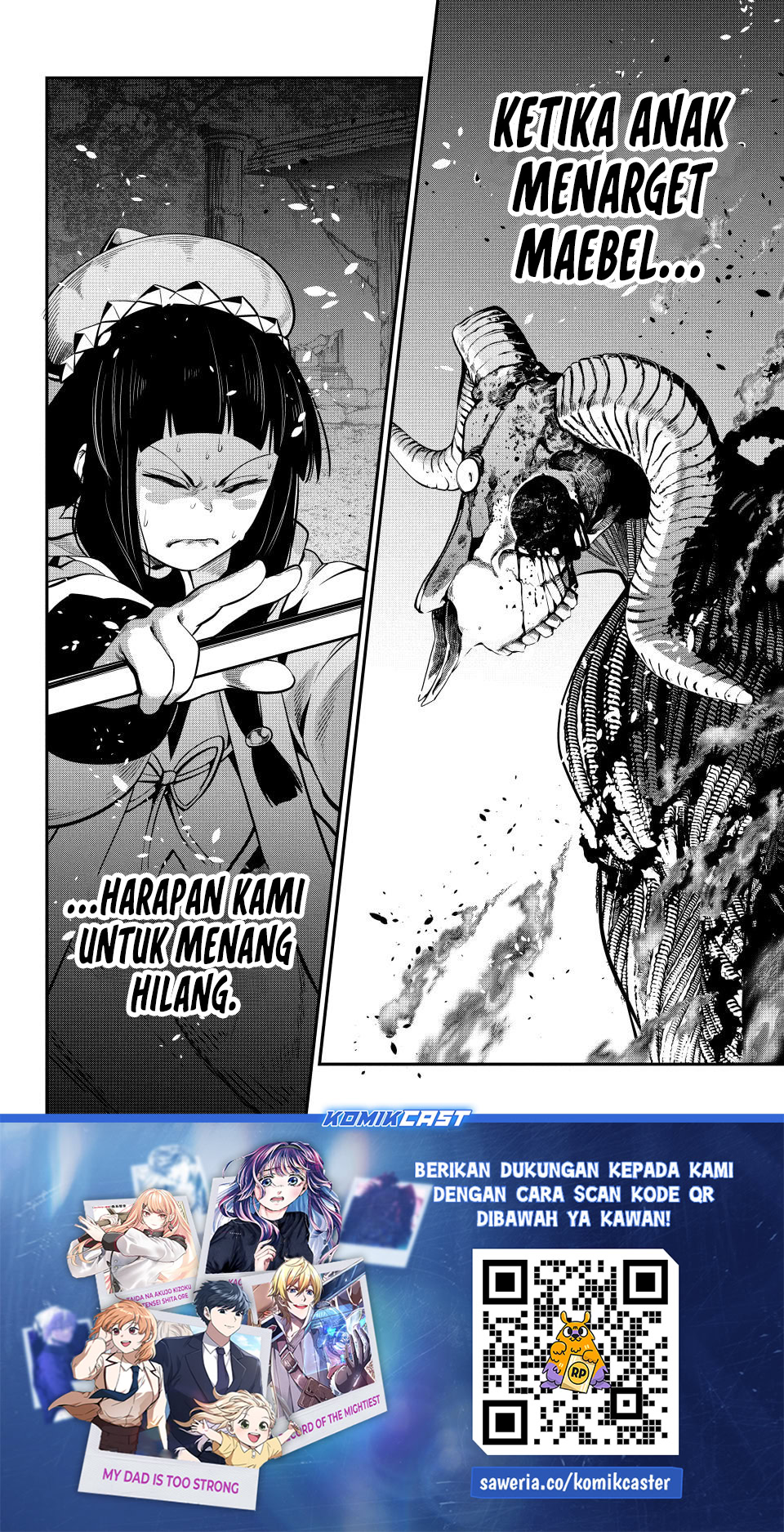 Halaman 17 dari Tsuihou Sareta Tenshou Juu Kishi wa Game Chishiki de Musou Suru Chapter 137