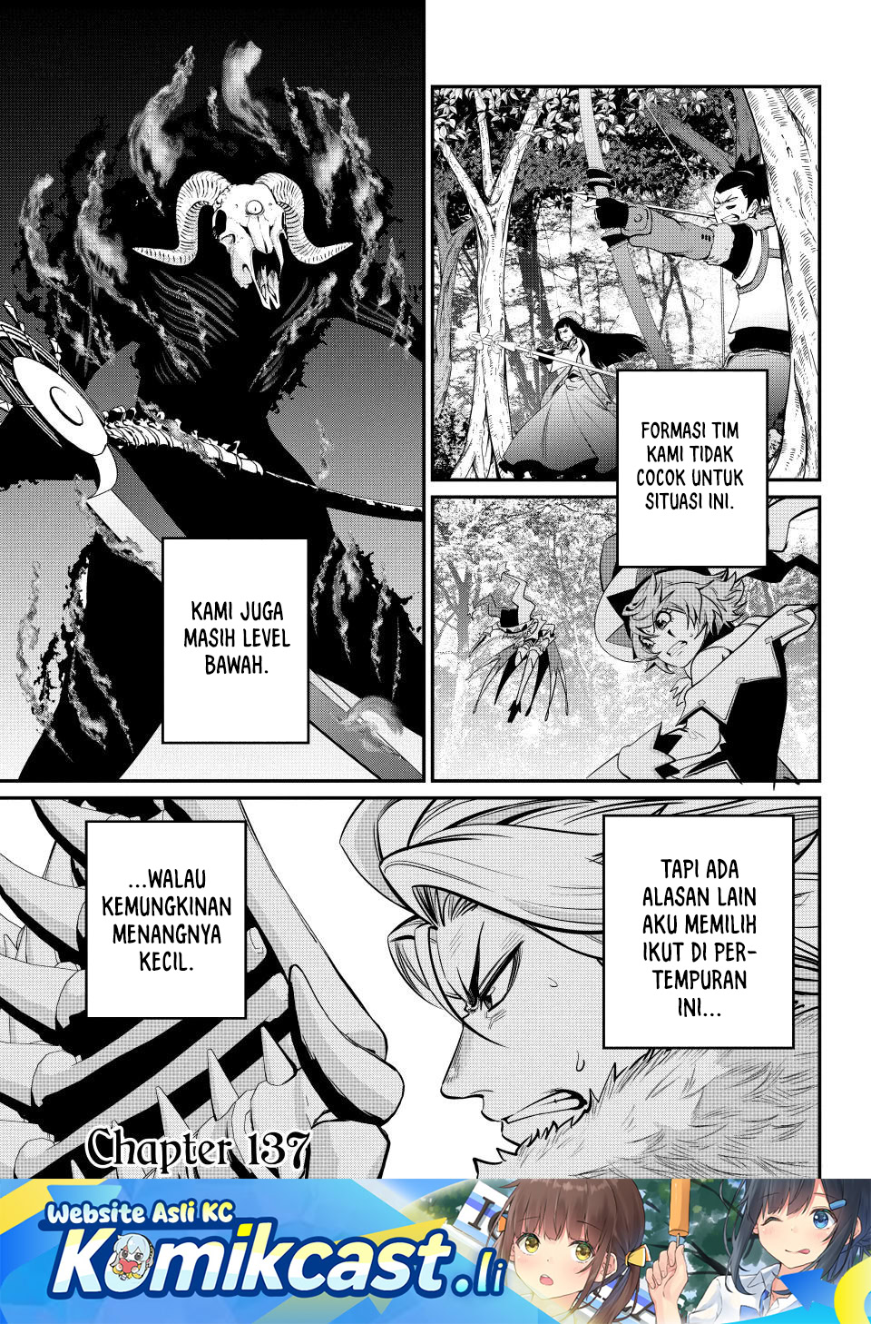 Halaman 2 dari Tsuihou Sareta Tenshou Juu Kishi wa Game Chishiki de Musou Suru Chapter 137