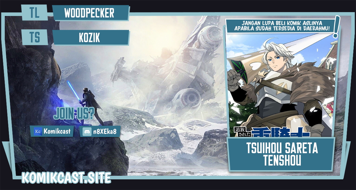 Halaman 1 dari Tsuihou Sareta Tenshou Juu Kishi wa Game Chishiki de Musou Suru Chapter 14