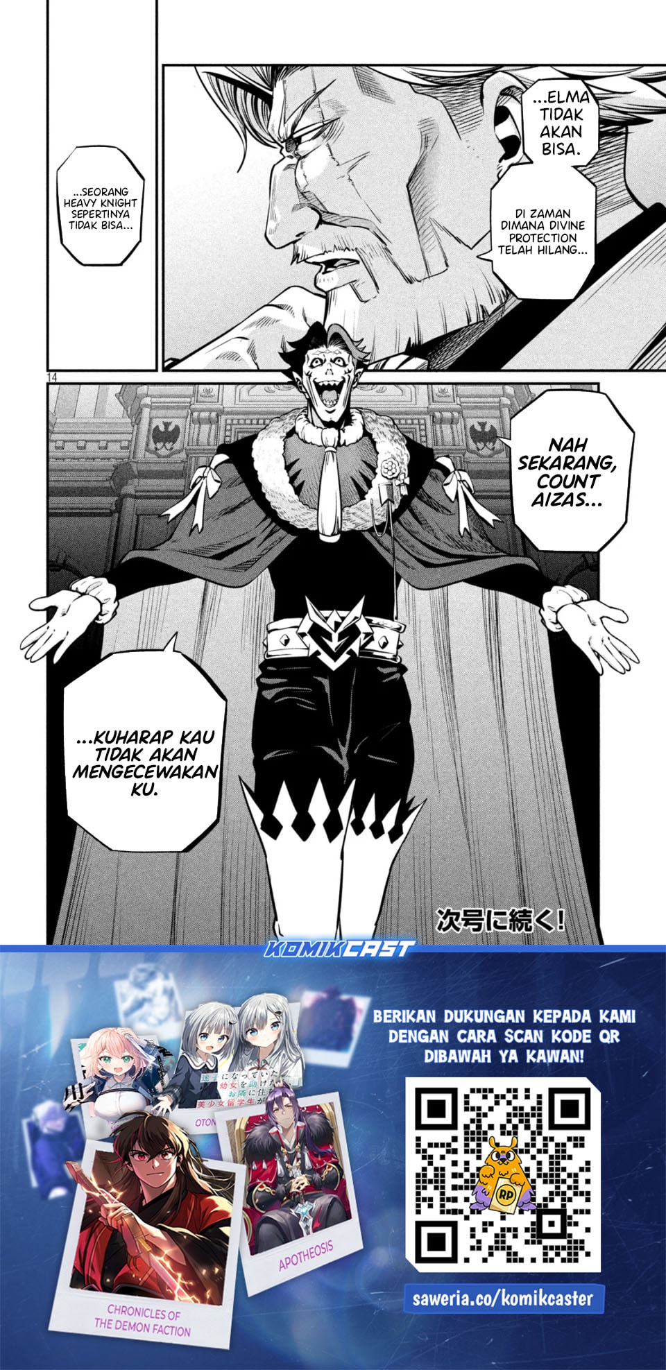 Halaman 15 dari Tsuihou Sareta Tenshou Juu Kishi wa Game Chishiki de Musou Suru Chapter 153