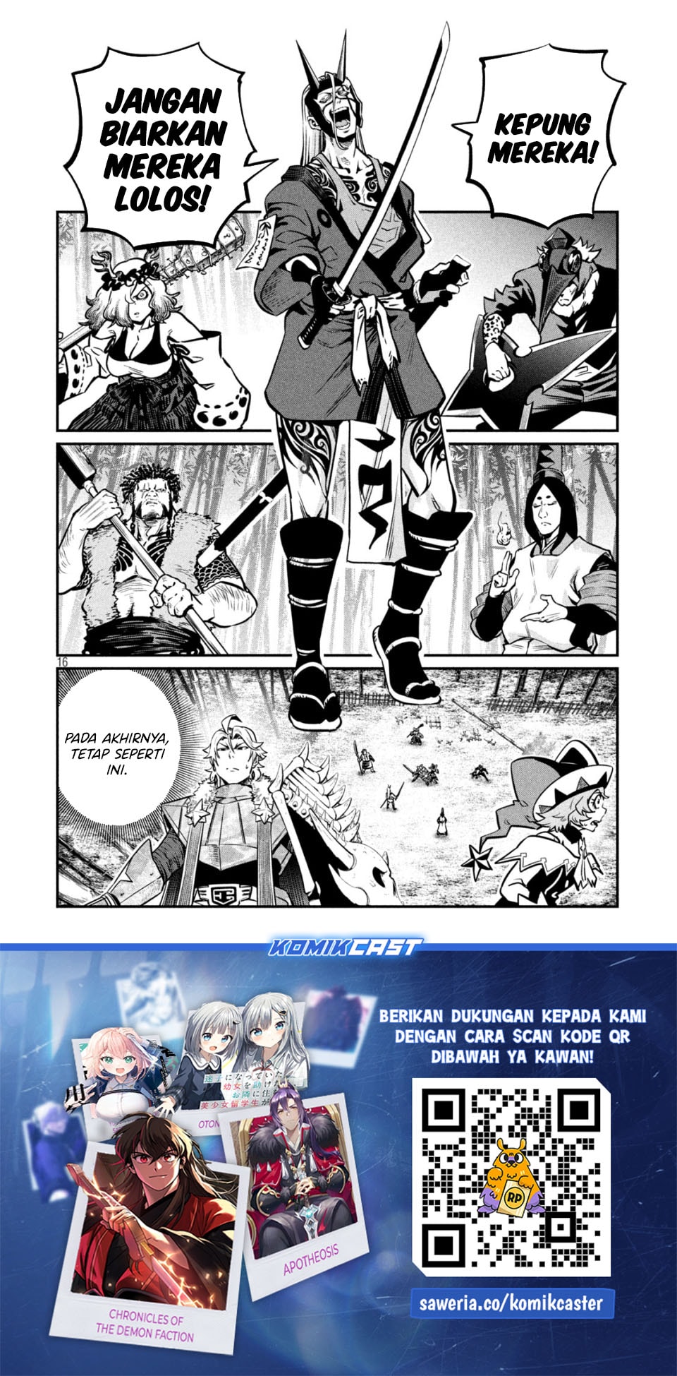 Halaman 17 dari Tsuihou Sareta Tenshou Juu Kishi wa Game Chishiki de Musou Suru Chapter 156
