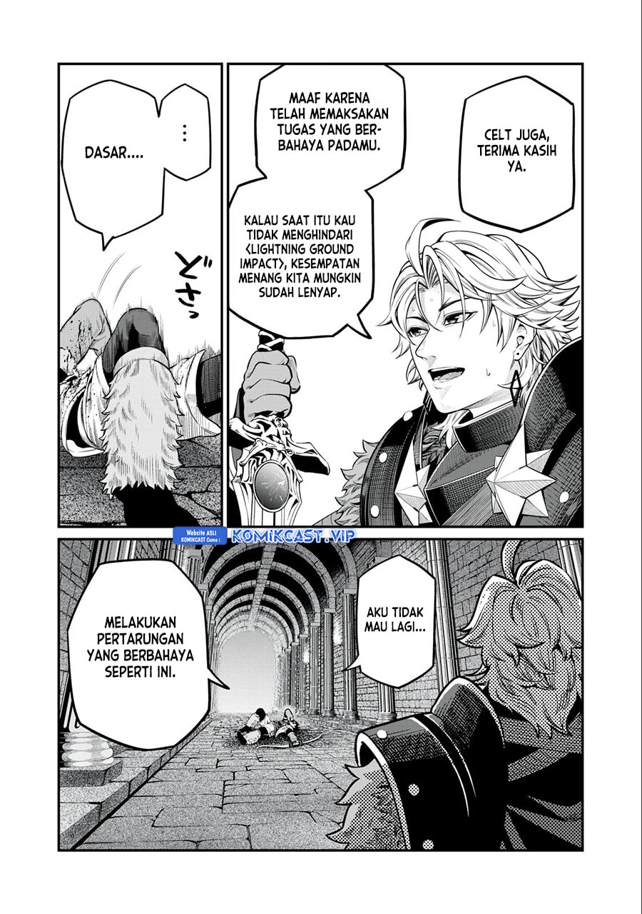 Halaman 17 dari Tsuihou Sareta Tenshou Juu Kishi wa Game Chishiki de Musou Suru Chapter 63