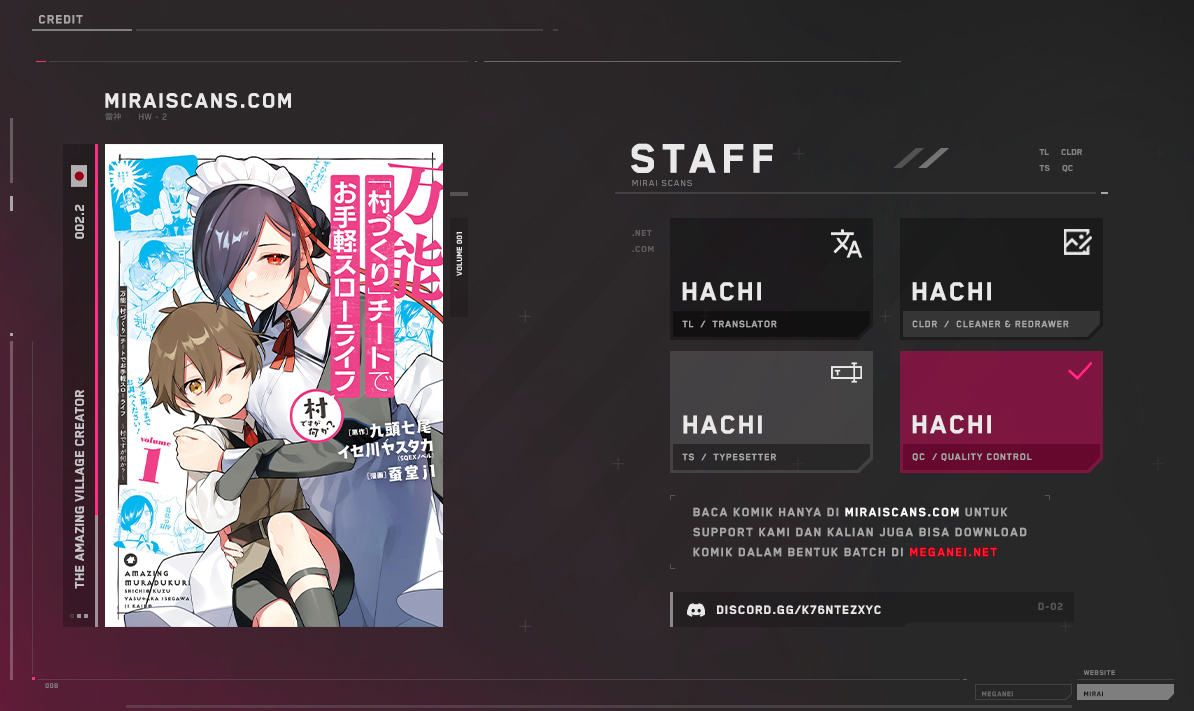 Halaman 1 dari Bannou "Murazukuri" Cheat de Otegaru Slow Life: Mura desuga Nani ka? Chapter 2.2