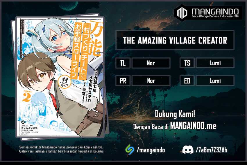 Halaman 1 dari Bannou "Murazukuri" Cheat de Otegaru Slow Life: Mura desuga Nani ka? Chapter 7