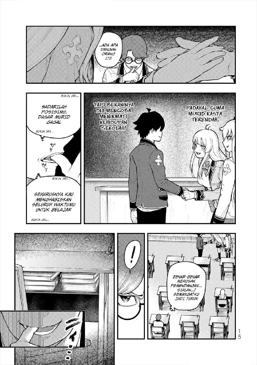 Halaman 17 dari Gomi Ika da to Tsuihou Sareta Shiyounin, Jitsu wa Zense Kenja desu: Shijou Saikyou no Kenja, Sekai Saikouhou no Gakuen ni Kayou Chapter 5