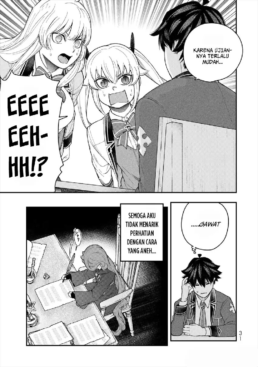 Halaman 33 dari Gomi Ika da to Tsuihou Sareta Shiyounin, Jitsu wa Zense Kenja desu: Shijou Saikyou no Kenja, Sekai Saikouhou no Gakuen ni Kayou Chapter 5