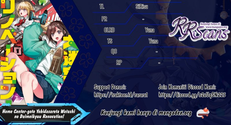 Halaman 1 dari Home Center Goto Yobidasareta Watashi no Dai Meikyuu Renovation! Chapter 7.2