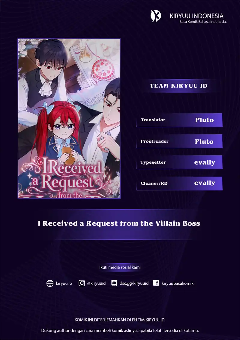Halaman 1 dari I Received a Request from the Villain Boss Chapter 1