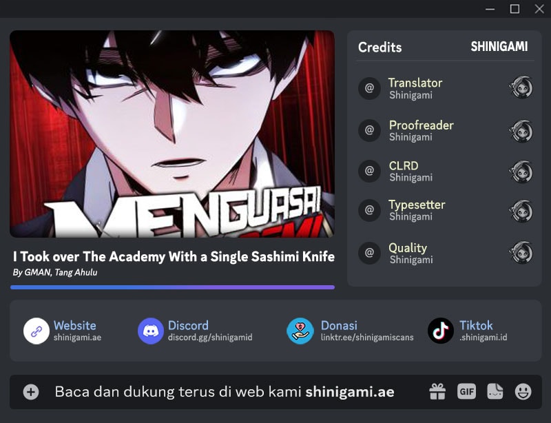 Halaman 1 dari I Took over The Academy With a Single Sashimi Knife Chapter 91