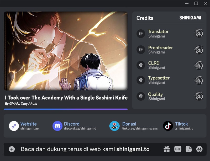 Halaman 1 dari I Took over The Academy With a Single Sashimi Knife Chapter 94