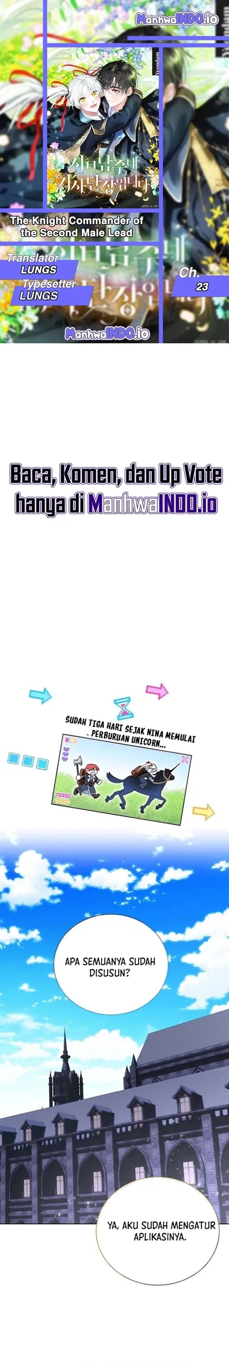 Halaman 1 dari I'm the Commander of the Second Male Lead's Knights Chapter 23