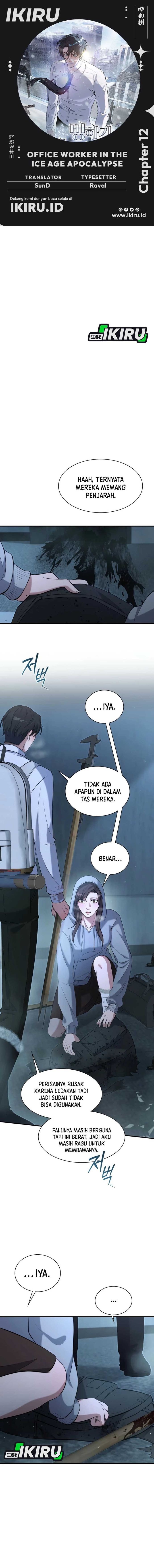 Halaman 1 dari Office Worker in the Ice Age Apocalypse Chapter 12