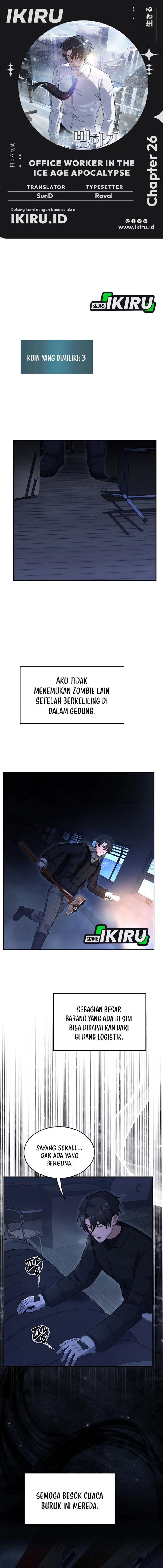 Halaman 1 dari Office Worker in the Ice Age Apocalypse Chapter 26