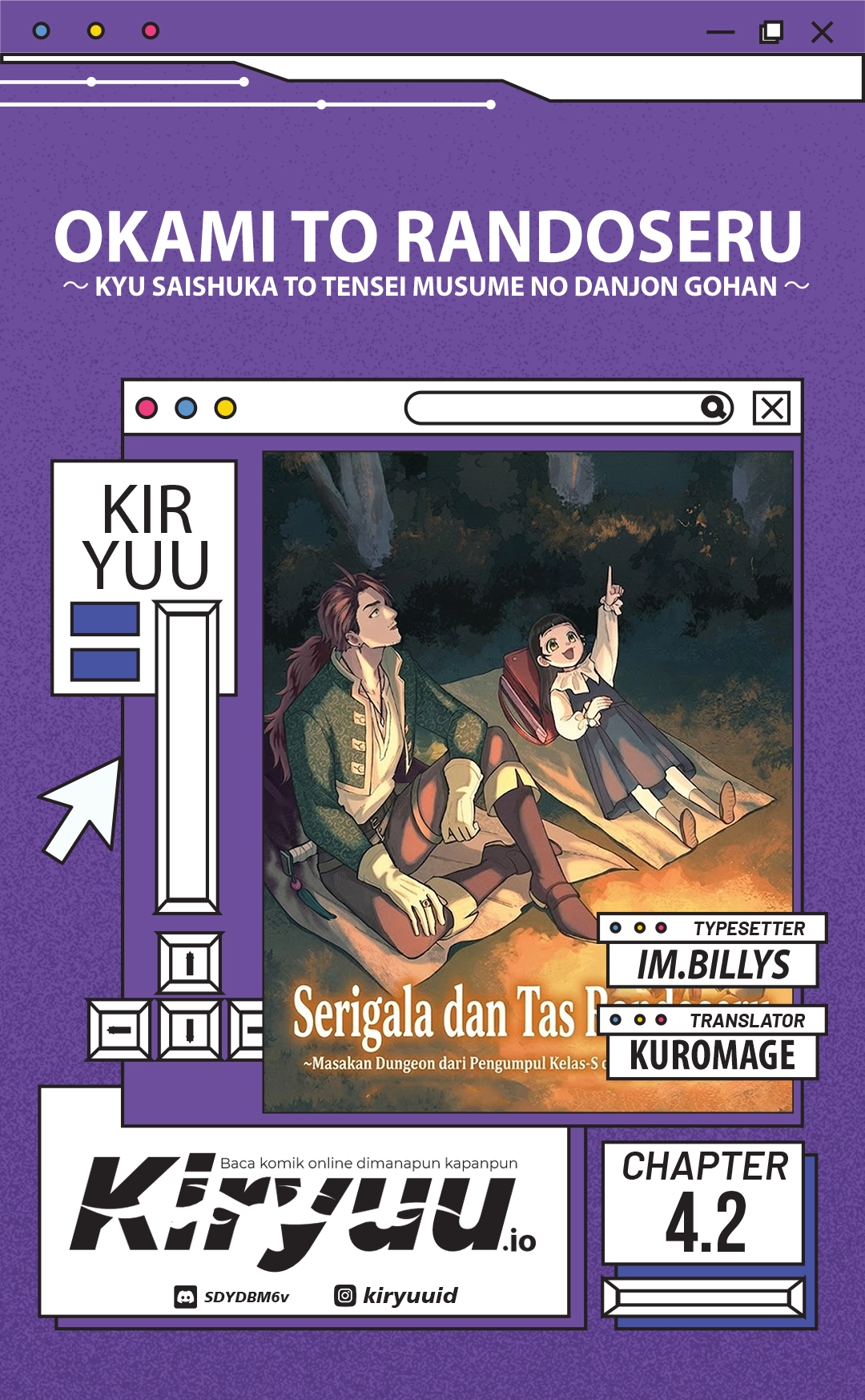 Halaman 1 dari Okami To Randoseru ~Kyu Saishuka To Tensei Musume No Danjon Gohan~ Chapter 4.2