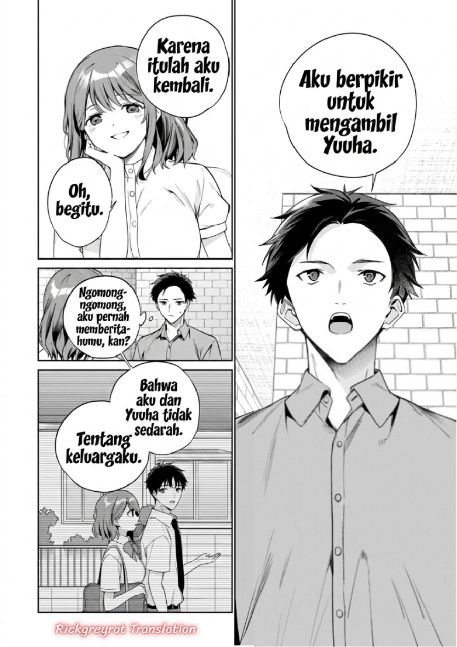 Halaman 13 dari Ore wa Gimai ni Uso wo Tsuku ~Chi no Tsunaganai Imouto wo Ore ga Hikitoru Koto ni Shita~ Chapter 3.2