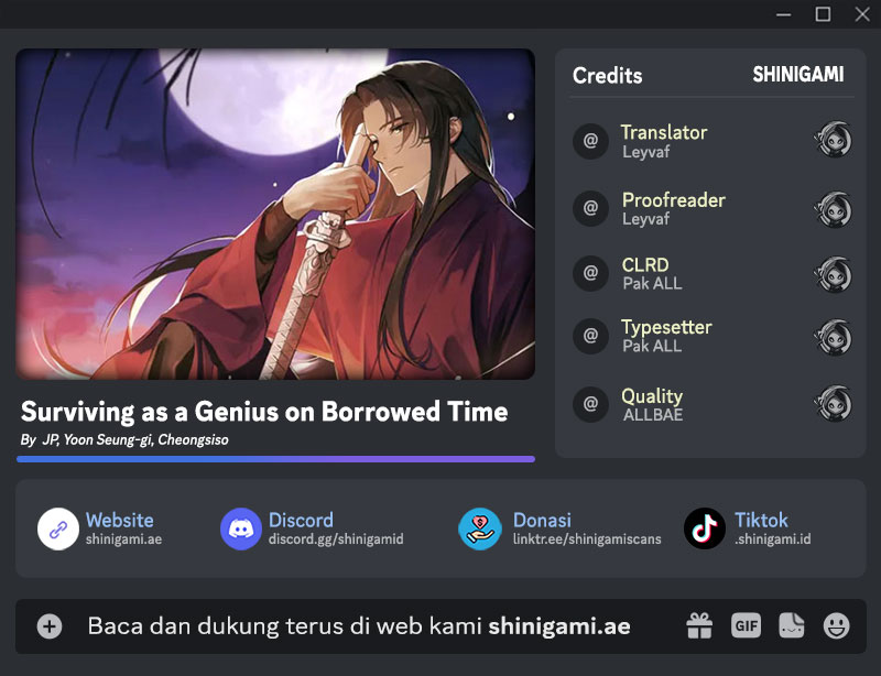 Halaman 1 dari Surviving As A Genius On Borrowed Time Chapter 24