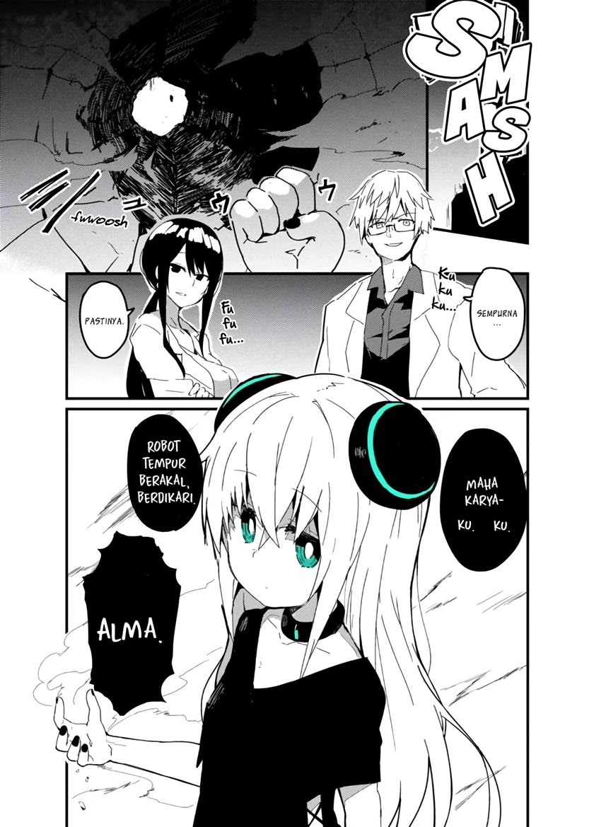 Halaman 1 dari Tensai Kagakusha-tachi ga Saikou no Robot o Tsukutta Manga Chapter 1