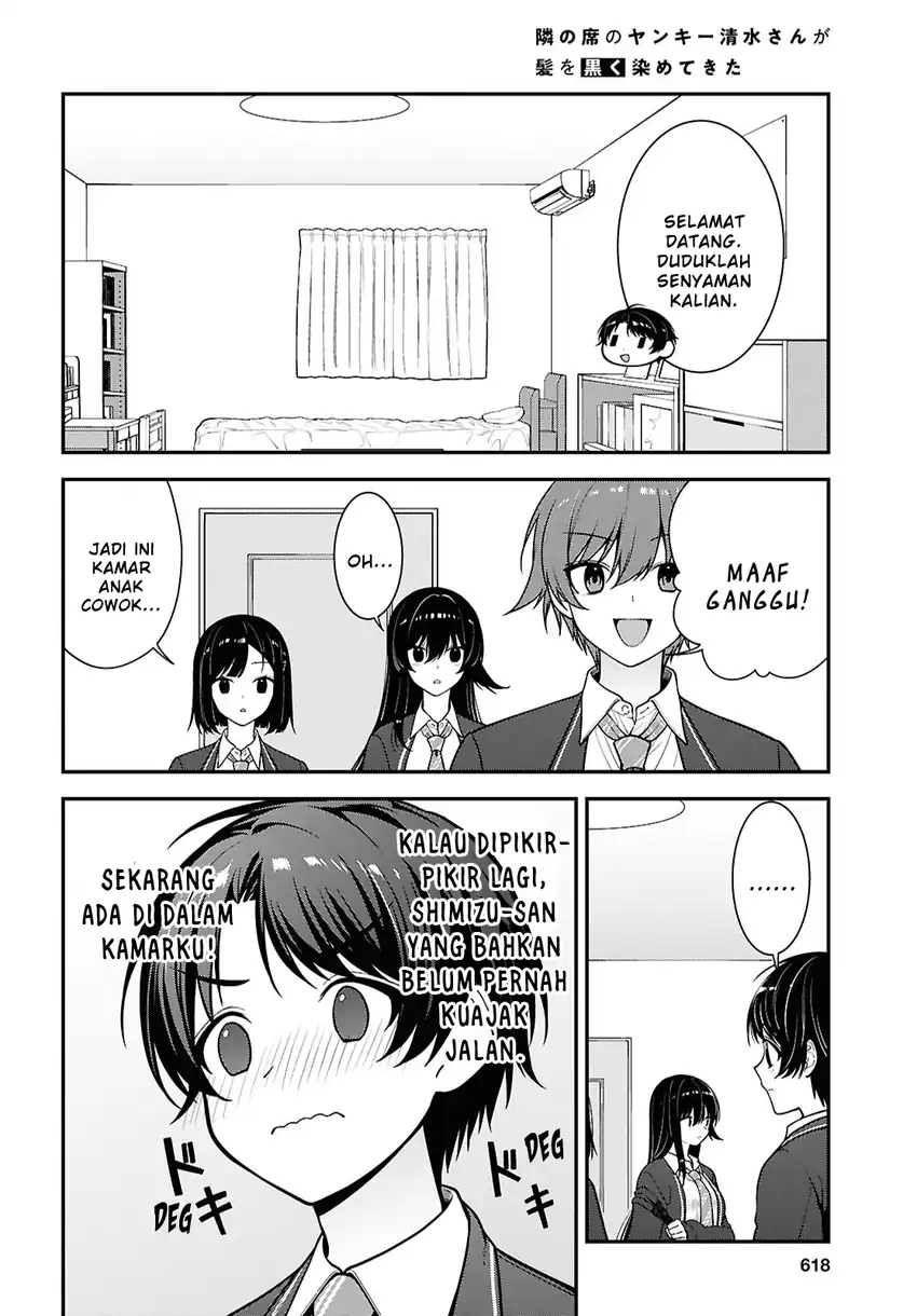 Tonari no Seki no Yankee Shimizu-san ga Kami o Kuroku Sometekita chapter 19 halaman 10