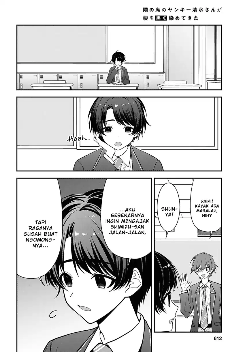 Tonari no Seki no Yankee Shimizu-san ga Kami o Kuroku Sometekita chapter 19 halaman 4
