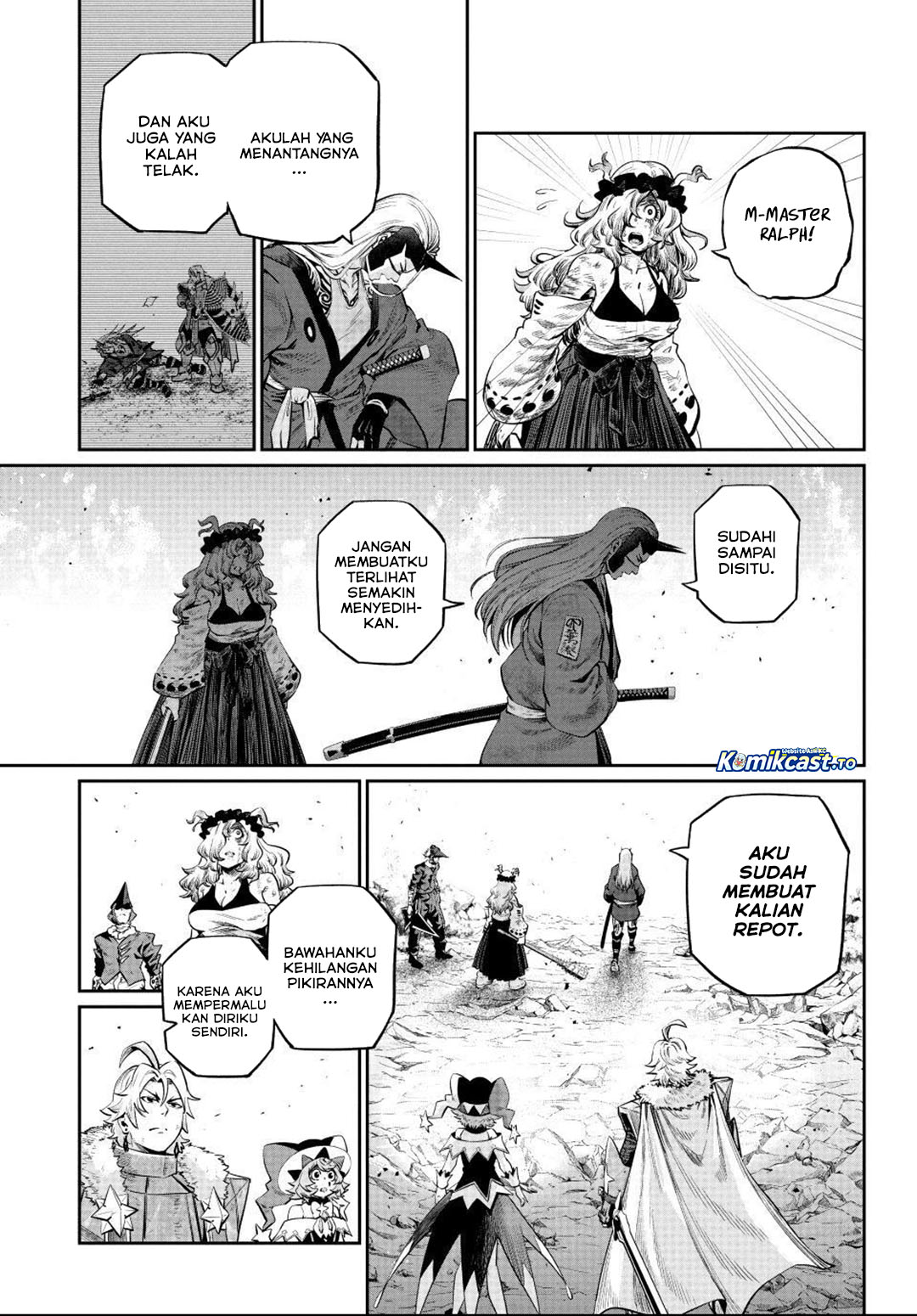 Halaman 4 dari Tsuihou Sareta Tenshou Juu Kishi wa Game Chishiki de Musou Suru Chapter 166