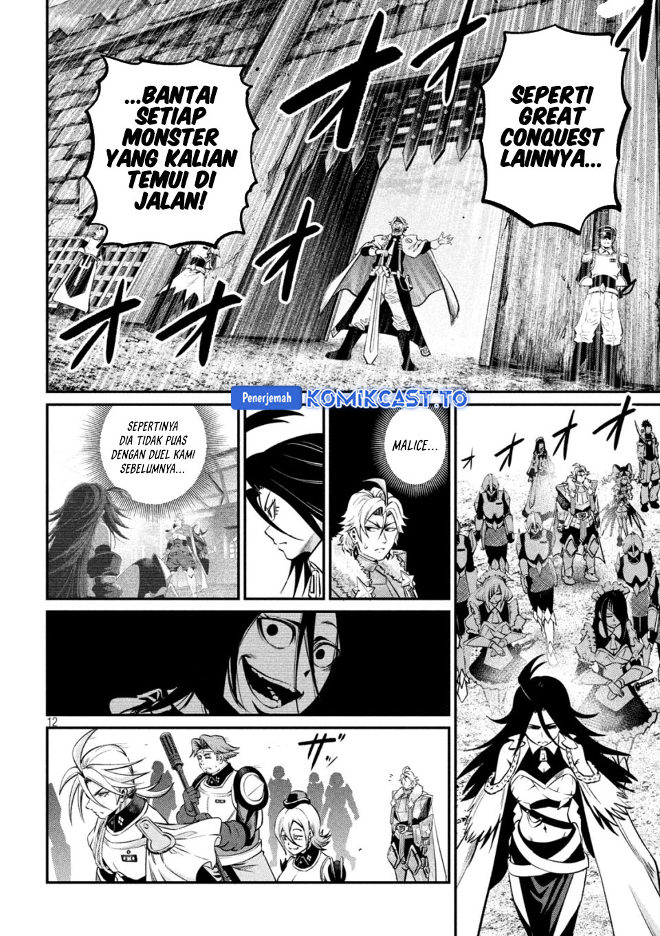 Halaman 12 dari Tsuihou Sareta Tenshou Juu Kishi wa Game Chishiki de Musou Suru Chapter 170