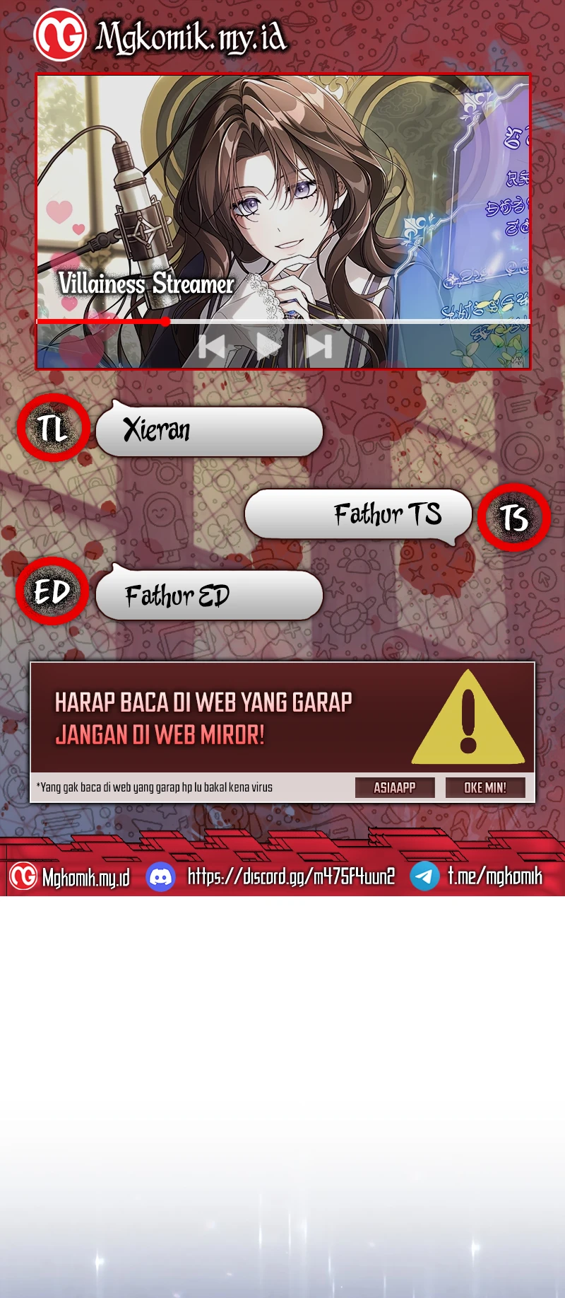 Halaman 1 dari Villainess Streamer Chapter 23